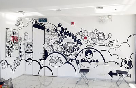 英山手绘墙并非传统涂鸦。